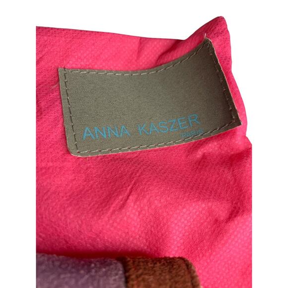 Anna Kaszer Paris Suede Handbag Clutch Purple Color Block Defects - Picture 4 of 11